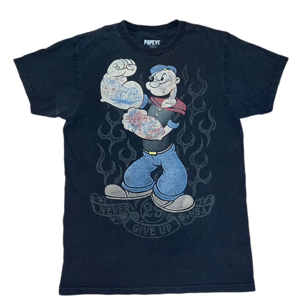 Popeye The Sailor Man Muscle Flame Graphic Tee